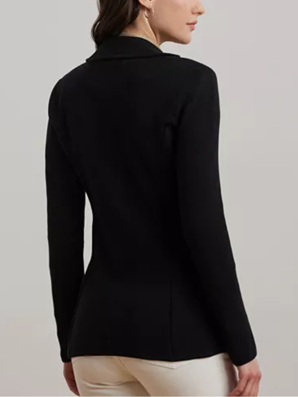 Lauren Ralph Lauren Black Cotton Sweater-Knit Blazer size S - Picture 14 of 15